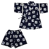 甚平スーツ 昆虫柄 綿紅梅 日本製 ネイビー 100cm