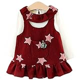 YY-Natuhi ベビー服 子供服 女の子 ワンピース ブラウン 二点セット サロペット キッズ スカート 新生児 ボディースーツ ベビー 長袖 赤ちゃん 入学式 出産祝い 七五三 綿 星柄 秋冬 