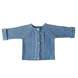 ANKECHANG ベビー服 カーディガン 長袖カーデ 女の子 幼児 綿 シンプル 純色 3-24ヶ月 size 80 (ダークブルー)