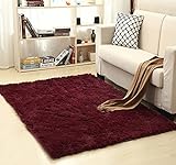 超ソフト寝室カーペット、装飾座って部屋Shaggyエリアラグ、子供ふわふわPlayingパッド吸収性滑り止め下、水で&クイックドライエリアラグ 23"x47" レッド