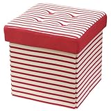 ストレージ ボックス スツール 幅34×奥行き34×高さ33cm ストライプ レッド