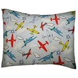 SheetWorld Crib / Toddler Percale Baby Pillow Case - Kiddie Airplanes - Made In USA by sheetworld