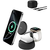 Belkin Qi2 25W ワイヤレス充電器 MagSafe対応 3in1充電スタンド iPhone・Apple Watch対応 3台同時充電 | 【アマゾン限定】MagSafe充電器 Qi2公式認証、最大25W急速充電対応 冷却ファン搭載、iPh