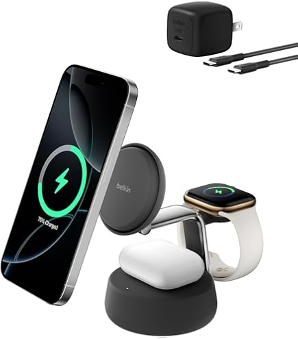 Amazon.co.jp: Belkin ワイヤレス充電スタンド 3 in 1 iPhone / Apple