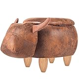 Actnow 収納スツール 牛形 座れる強度構造 リビングチェア 足置き椅子 63 * 35 * 28cm ブラウン スエード製