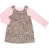 カーターズ（Carter's）4歳用 女の子用ベージュレオパード(ヒョウ柄)ジャンパースカート&薄ピンクTシャツ2点セット 4t(98-105cm) ワンピースセットアップ,豹柄ジャンプスカート [並