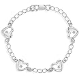 925 Sterling Silver Heart Love Bracelet for Toddlers or Little Girls 5"