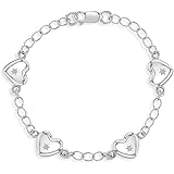 925 Sterling Silver Heart Love Bracelet for Toddlers or Little Girls 5"