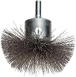Weiler Circular Flared Wire End Brush, Round Shank, Stainless Steel 302, Crimped Wire, 3" Diameter, 