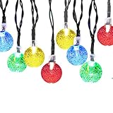 Solar Outdoor String Lights, iDOO 20ft 30 LED Crystal Ball Pattern Fairy Solar String Lights for Out