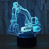 Excavator 3dランプ錯視ナイトライト、YKL世界のUSBスマートタッチLEDデスクテーブルランプ子供誕生日ギフト、7色変更Toys for Kids Boys赤ちゃん保育園寝室装飾