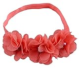 Nice Days（ナイス　ディズ）　ベビーヘアバンド　　バラ　シフォン　パール付 (スイカ赤)