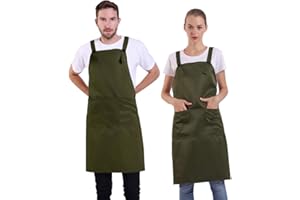 [BIGHAS] 肩掛け H型 エプロン シンプル 無地 大きいサイズ カフェエプロン 保育士 業務用 家庭用 作業用 料理 サイズ調整可能 おしゃれ