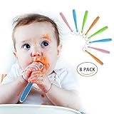 Biubee 8 Pack Silicone Spoon - First Stage Soft Tip Feeding Spoons Gift Set for Baby - Lead Phthalat
