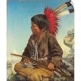 トーマス・Waterman木製壁Peel壁アート印刷entitled Indian Boy at Fort Snelling、1862 34" x 40" 1667918_14_34x40_none