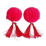 Baobaoベビーガールズふわふわラビットファーボールパールタッセルヘアピンヘアピンアクセサリー US サイズ: S カラー: レッド