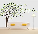 Tree Wall Decals Brown Tree Blowing in the Wind Vinyl Wall Sticker Nursery Baby Tree Wall Decals Liv