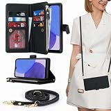 サムスン ギャラクシーA25 5G ケース 手帳型 Galaxy A25 5G スマホケース 携帯カバー Galaxy A25 5G 財布型 大容量Jaorty 合成PU ファスナー付き スタンド機能 取り外し自由 小銭入れ-ブラック