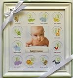 Stepping Stone Baby's First Year Picture Frame (White Frame with Room to Add Baby's Name) by Steppin