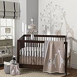 Lambs &Ivy Elias 3 Piece Crib Bedding Set, Cream/Tan/Gray White [並行輸入品]