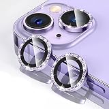 iPhone 14 / iPhone 14 Plus カメラ保護ガラスフィルム カメラレンズ保護カバー アルミニウム合金＋強化ガラス製 カメラカバー キズ防止 露出オーバー防止 耐衝撃 防塵 防滴 薄型 3D全面保護 【1枚】 パープル iPhone 14 / iPhone 14 Plus 対応 カメラガラスフィルム
