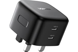 UGREEN 65W USB C Charger Plug 2-Port GaN Type C Fast Wall Power Adapter Compatible with Macbook Pro/Air, iPhone 17/16/15/14, iPad Air/Mini, Galaxy S25/S24, Pixel 10, Dell XPS, Asus Acer Laptop, Black
