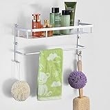 キッチン用棚ダブルフック​​付きアルミタオルホルダーバスルームスペースオーガナイザータオル棚収納棚