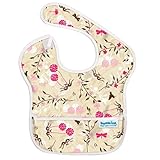 バンキンス 油が落ちるスタイ【日本正規品】スーパービブ 柔らかくて軽量 洗濯機で洗えてすぐ乾く お食事用防水ビブ 6~24ヶ月 Flutter Floral(ベージュ) S-464