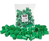 Premium Green Round Cylinder 2x2 Stackers Support Building Bricks - 48 Pack Bundle - Compatible with