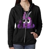女の子 ジャケット ファスナー スウェットシャツ パーカー プープ うんち Emoji 絵文字 ユニコーン スタイリッシュ フード付き 長袖 スポーツ かわいい Black XL