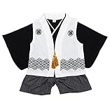 [キョウエツ] ロンパース 袴風 男の子 ベビー服 カバーオール 2点セット(袴ロンパース、羽織ベスト) ベビー (60, 着物黒＋羽織白)