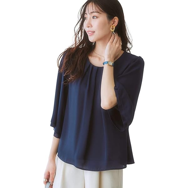 Amazon | [ニッセン] シャツ・ブラウス 大きいサイズ 綿100