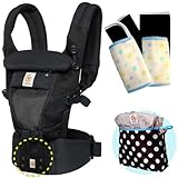 ベビーウエストベルト付エルゴベビー 抱っこ紐 ADAPTアダプトクールエア/ブラック 【日本正規品2年間保証-SG認定付】本体＋パッド２個+収納ポーチ付 ERGO Baby