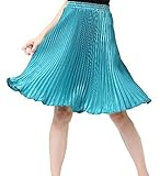 KIRITOA(キリトア) 美光沢 サテン プリーツ スカート 膝丈 ウエストゴム レディース...