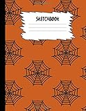 Sketchbook: Halloween Orange Spider Web Covered Sketch Book for Kids Large Drawing Paper with 80 Pages (8.5 X 11)for Sketching & to Draw for Boys & Girls