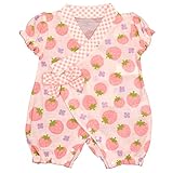 アスナロ（つなぎ・セットアップ） 甚平風カバーオール 女の子 ベビー 子供 和風 和服 ルームウェア60-70 ピンク