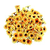 NUOLUX 100pcs人工ひまわりHeads forホームパーティーデコレーションプロップ(イエロー)