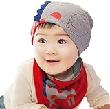 (ラボーグ)La vogue 赤ちゃん 帽子 マフラーセット ベビーキャップ 子供帽子 キッズ 幼児帽子 ビーニーハット男の子 女の子向きキリン柄型ベビー帽子 グレー