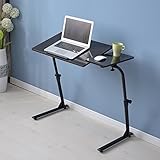 Soges 昇降式サイドテーブル ノートパソコンスタンド 折りたたみテーブル，ブラック …