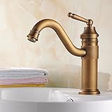 awxjx Washroomシンクミキサータップ銅ヨーロッパアメリカスタイルブラックWash Basinホットとコールドhigh-profile BrushedバスルームSitシングルハンドル1つ穴