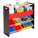(OSJ)おもちゃボックス 本棚付 TOYBOX おもちゃ収納ラック【1年保証】 (ブラウン)
