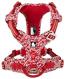 cocomall 2020新型 犬用ハーネス 犬用胴輪 ドッグ ペット用品 ハーネス 3M反射材料 訓練 ナイロン製 小型犬、中型犬、大型犬に向け 通気性 調節可能 (M, Poppy Red)