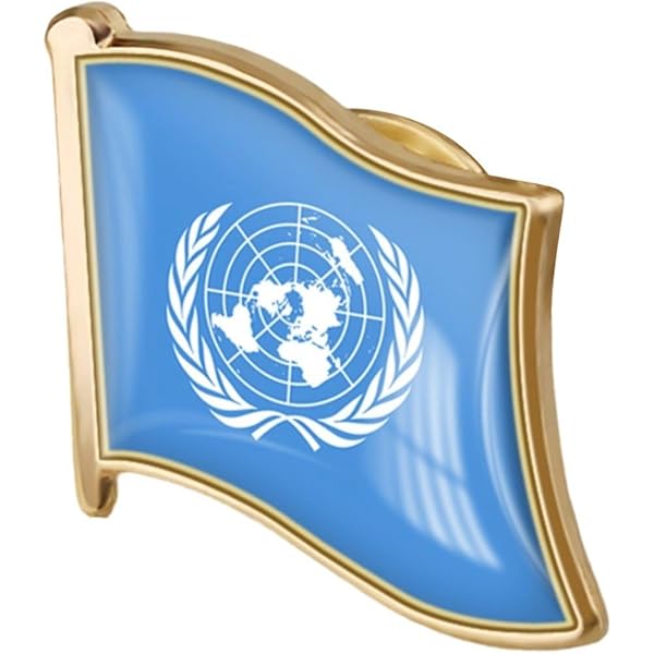 Amazon.co.jp: ピンバッジ 国連 UN 国際連合 ブルー水色の旗
