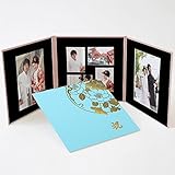写真台紙　3面　6切２枚+Ｌ判４枚　雅（みやび）柄　ブルーグリーン　ロゴ「祝」ゴールド箔 中枠黒色　六切り 三面 アルバム　七五三　婚礼 結婚 成人式 ベビー ウエディング フォトアルバム　クラウンハ
