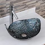 Elite Pacific Whale + 2659パターン強化ガラスバスルーム容器シンクの蛇口コンボクロム仕上げ
