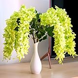 Mavee 4個23 " Hanging Wisteriaシルク人工花ブッシュ( 5 Stems )ホーム、結婚式、レストラン、オフィスの装飾用 グリーン