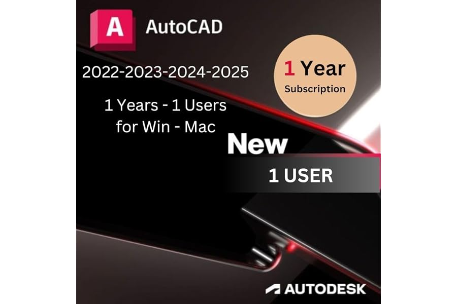 Auto CAD 2025-2024-2023-2022 For Win & Mac | 1 Year Subscription | 1 Users | Online Delivery