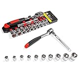 NUZAMAS 1/4 "コンビネーションドライブソケットセットとソケットレンチセット12ピース1/4インチドライブ12点家庭用ハンドツールキット、自動修理ツールセット