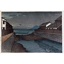 版画 真作保証 川瀬巴水 木版画 #9 雨の牛堀 初版 1929年 昭和4年 新