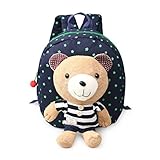Aosbos 子供 迷子 防止 リュック かわいい くまさん ぬいぐるみ セット 飛び出し 防止 リード付き 幼稚園 お出かけ用 キッズ用 幼児 ベビー用 (ストライプ 青)